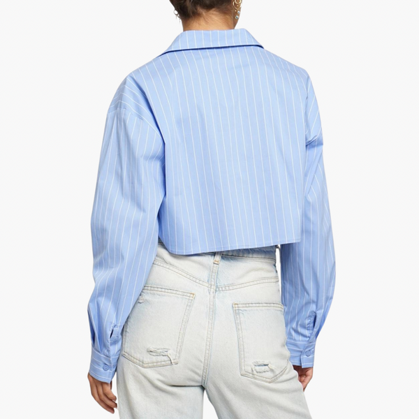 Blue Pinstriped Poplin Button Down Shirt