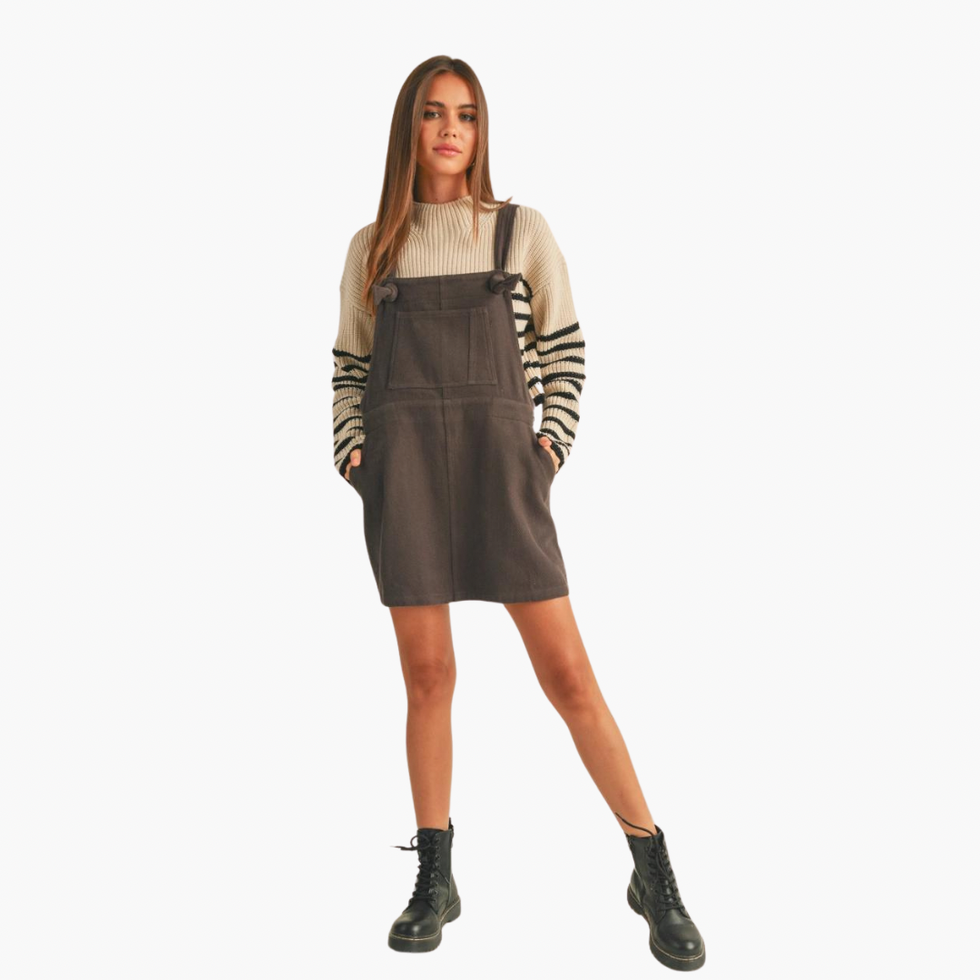 cotton jumper dress "Yana" corduroy jumper dress moss green