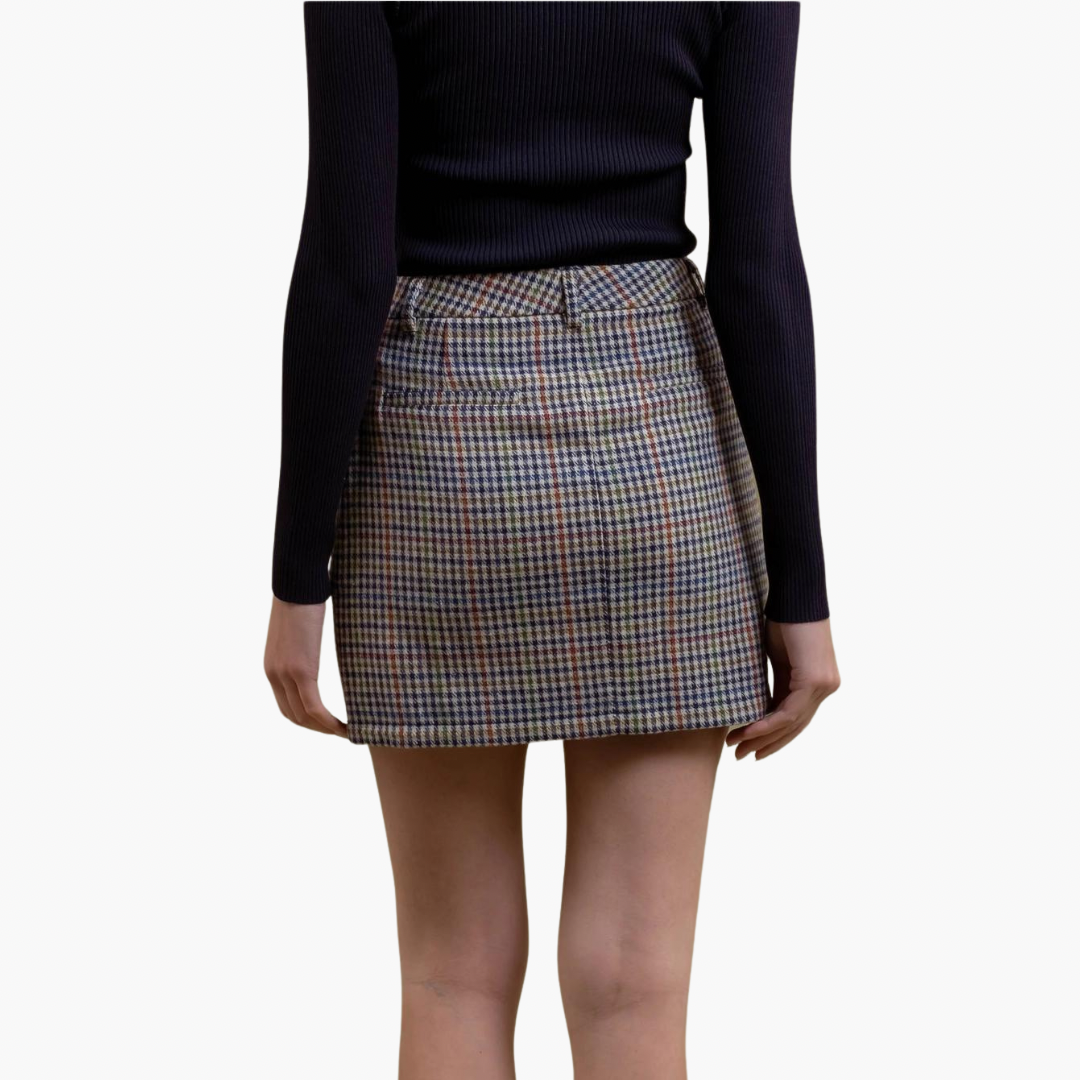 High Waist Plaid Mini Skirt