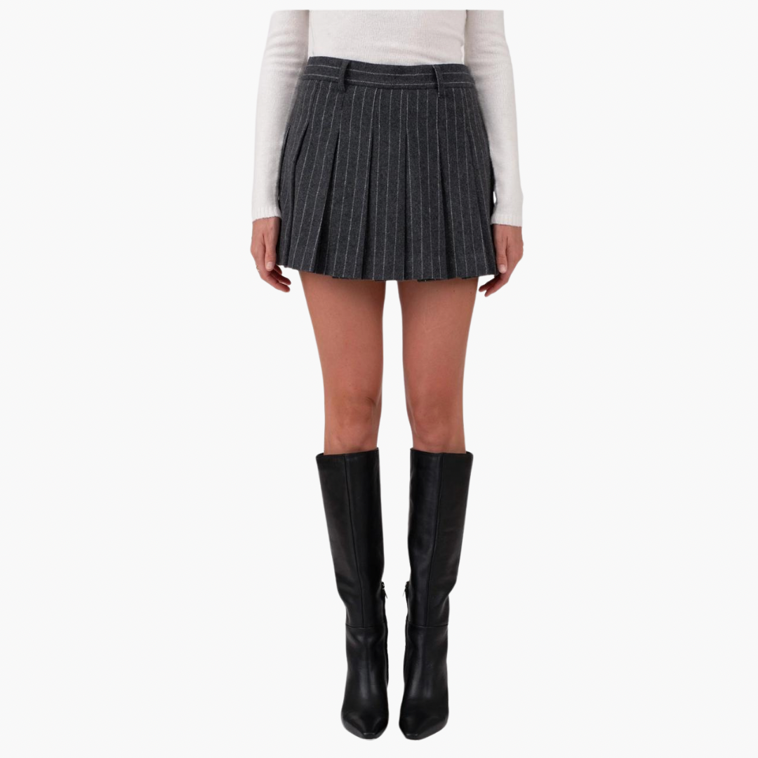 Pin Striped Pleated Mini Skirt