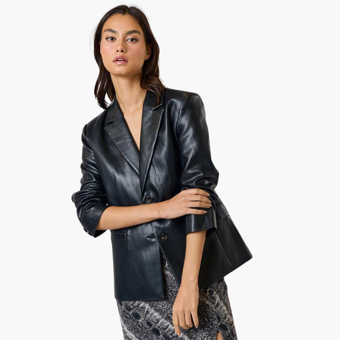 Faux Leather Oversized Blazer