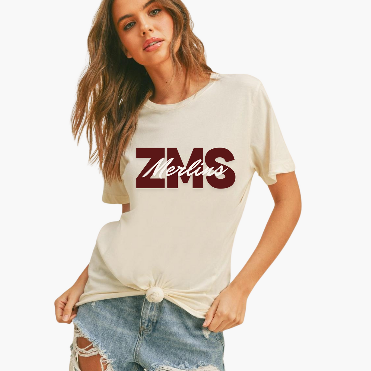 ZMS Merlins Vintage White Regular Fit Tee