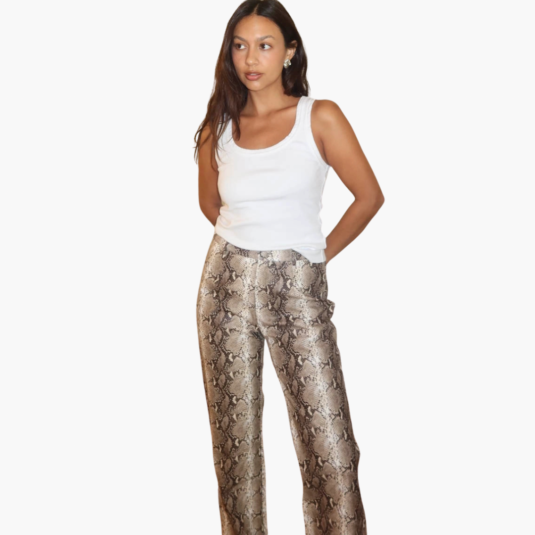 Faux Leather Snake Print Pants