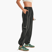 Nylon Track Pants with Contrast Piping