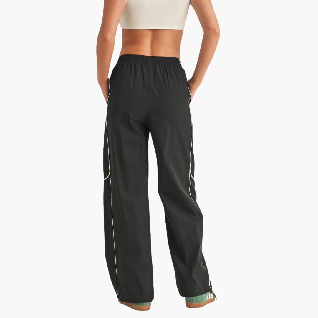 Nylon Track Pants with Contrast Piping