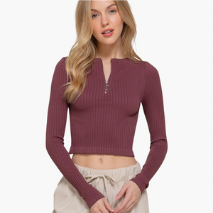 Hailey Zipper Ribbed Seamless Top