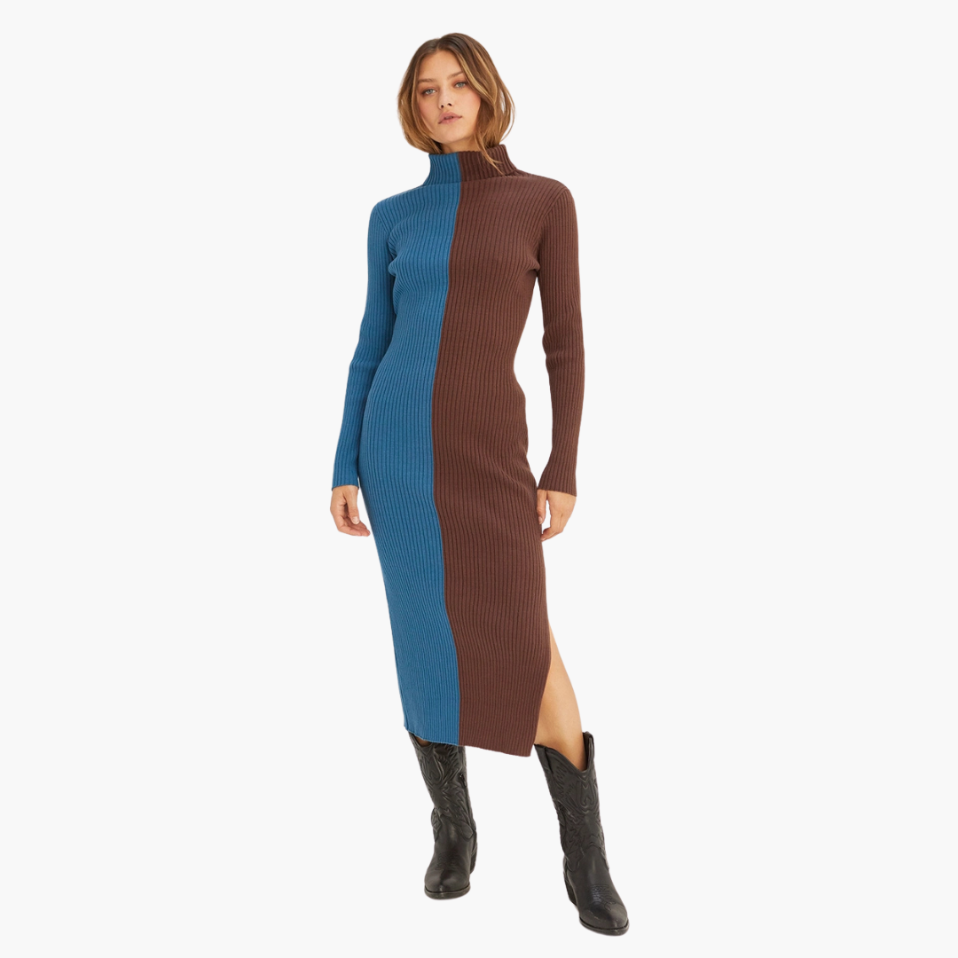 Jodie Color-Block Midi Sweater Dress