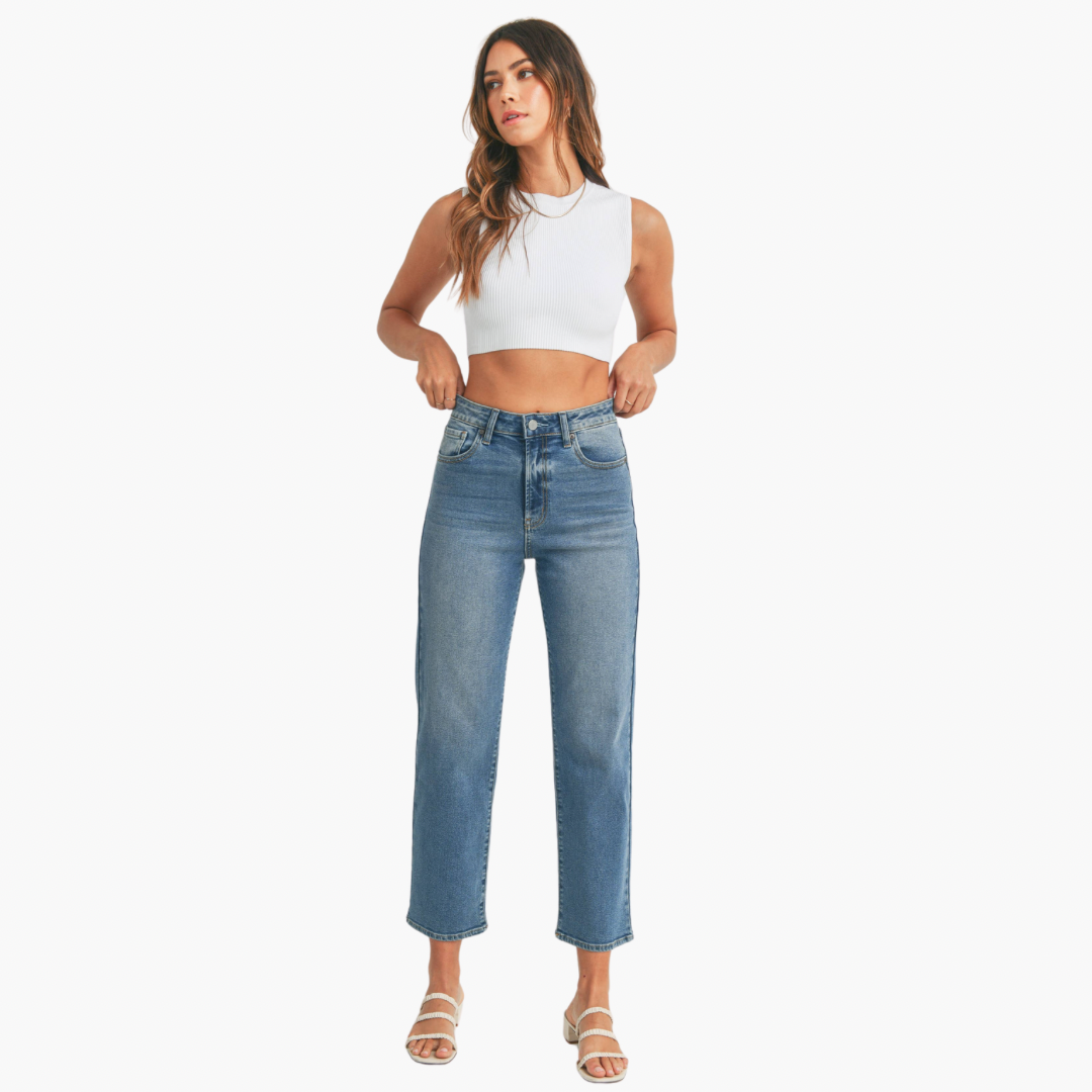 Violet High Rise Vintage Straight Denim