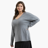 Grey Front Seam Knit Sweater