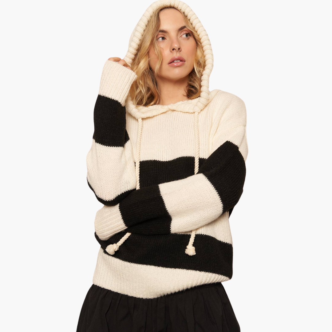 Striped Hooded Pullover Sweater