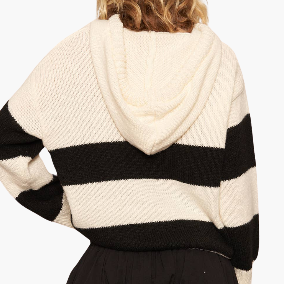 Striped Hooded Pullover Sweater