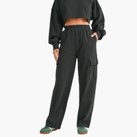 French Terry Black Cargo Sweatpants