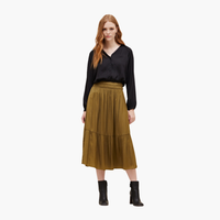 Black Collared Satin Button Down Blouse