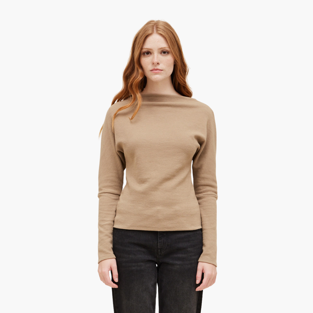 Waffle Knit Long Sleeve Top