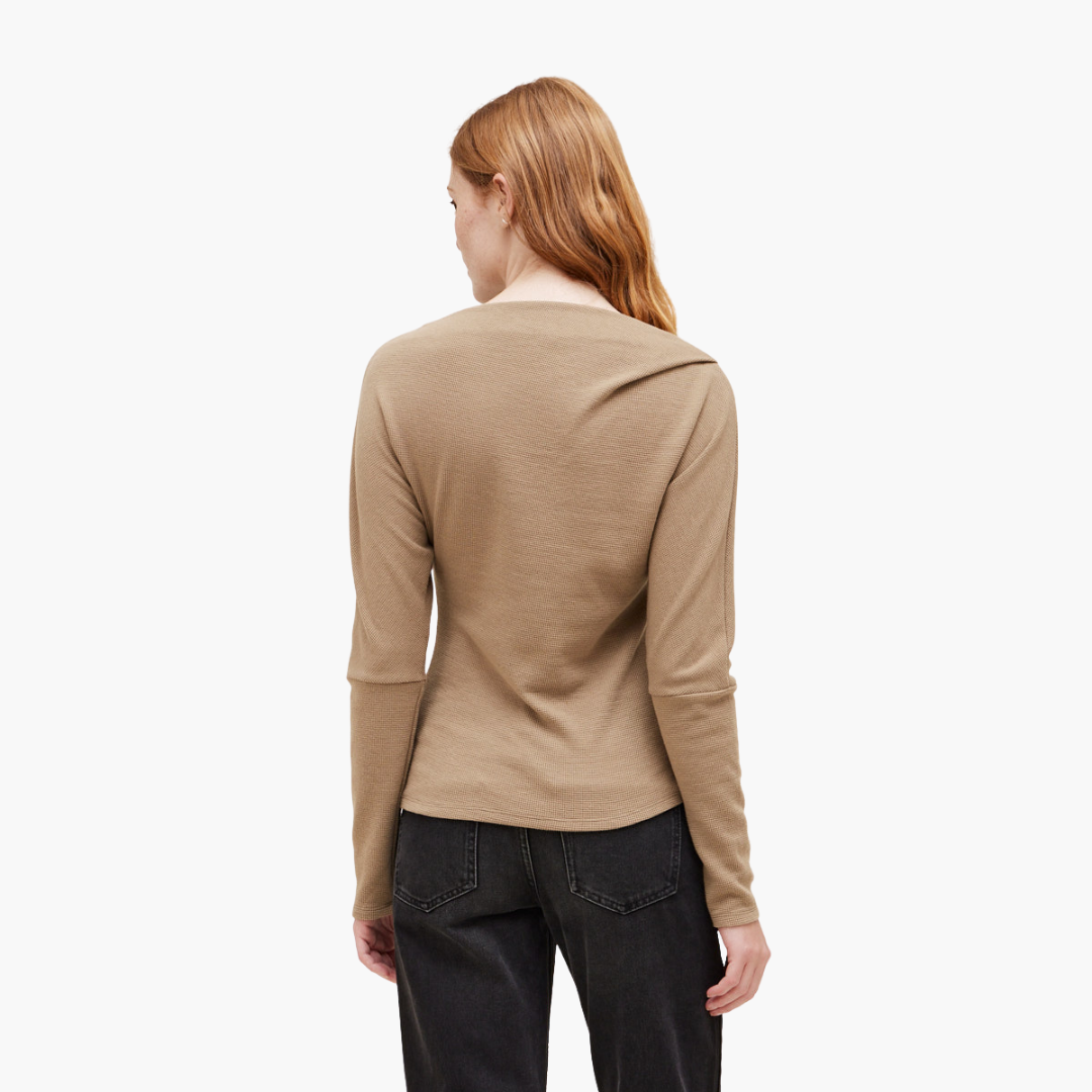 Waffle Knit Long Sleeve Top