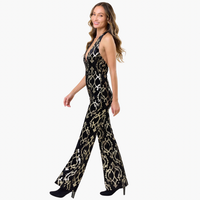 Velvet Foiled Print Halterneck Jumpsuit