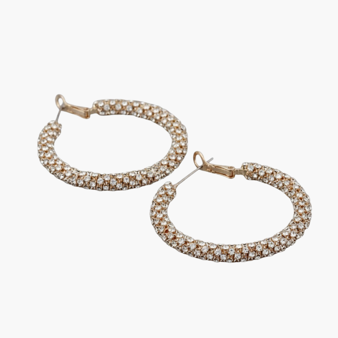 Gold Rhinestone Hoop Earrings