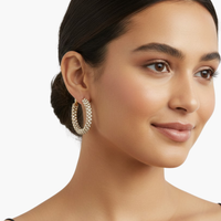 Gold Rhinestone Hoop Earrings