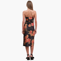 Satin Span Flower Strapless Dress
