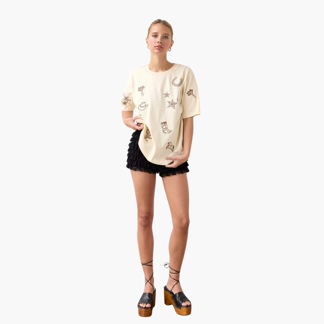 Cotton Cowboy Embroidered Tee