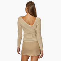 Asymmetric Shoulder Line Lurex Sweater Top