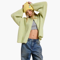 Oversized Lime Balloon Sleeve Knit Cardigan