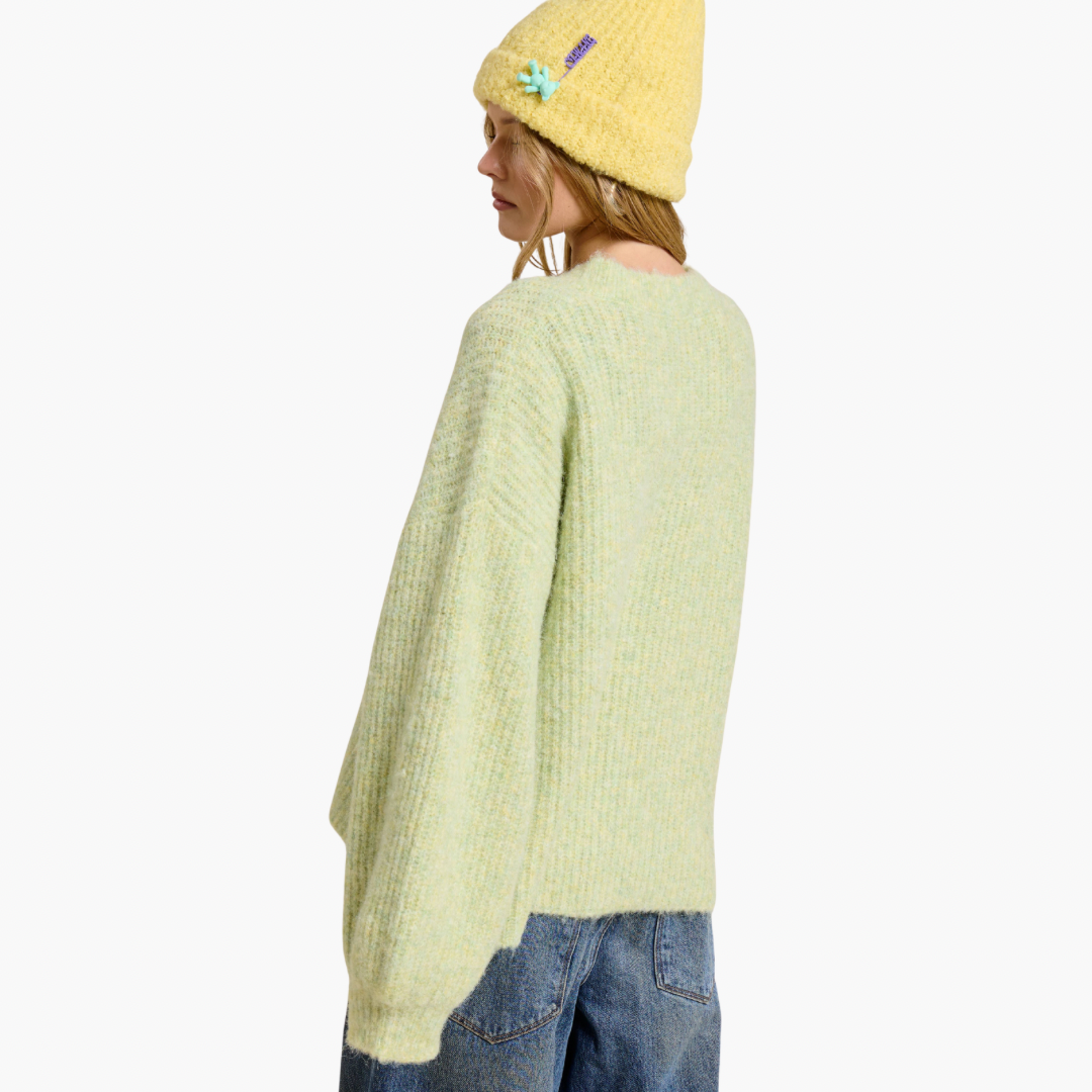 Oversized Lime Balloon Sleeve Knit Cardigan