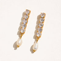 Anton 18K Gold Non-Tarnish CZ Pearl Drop Earring