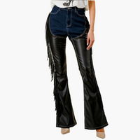 Dark Denim Fringe Chap Pants