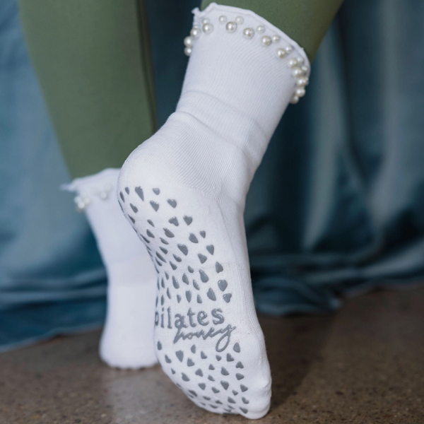 White Pearl Grip Socks