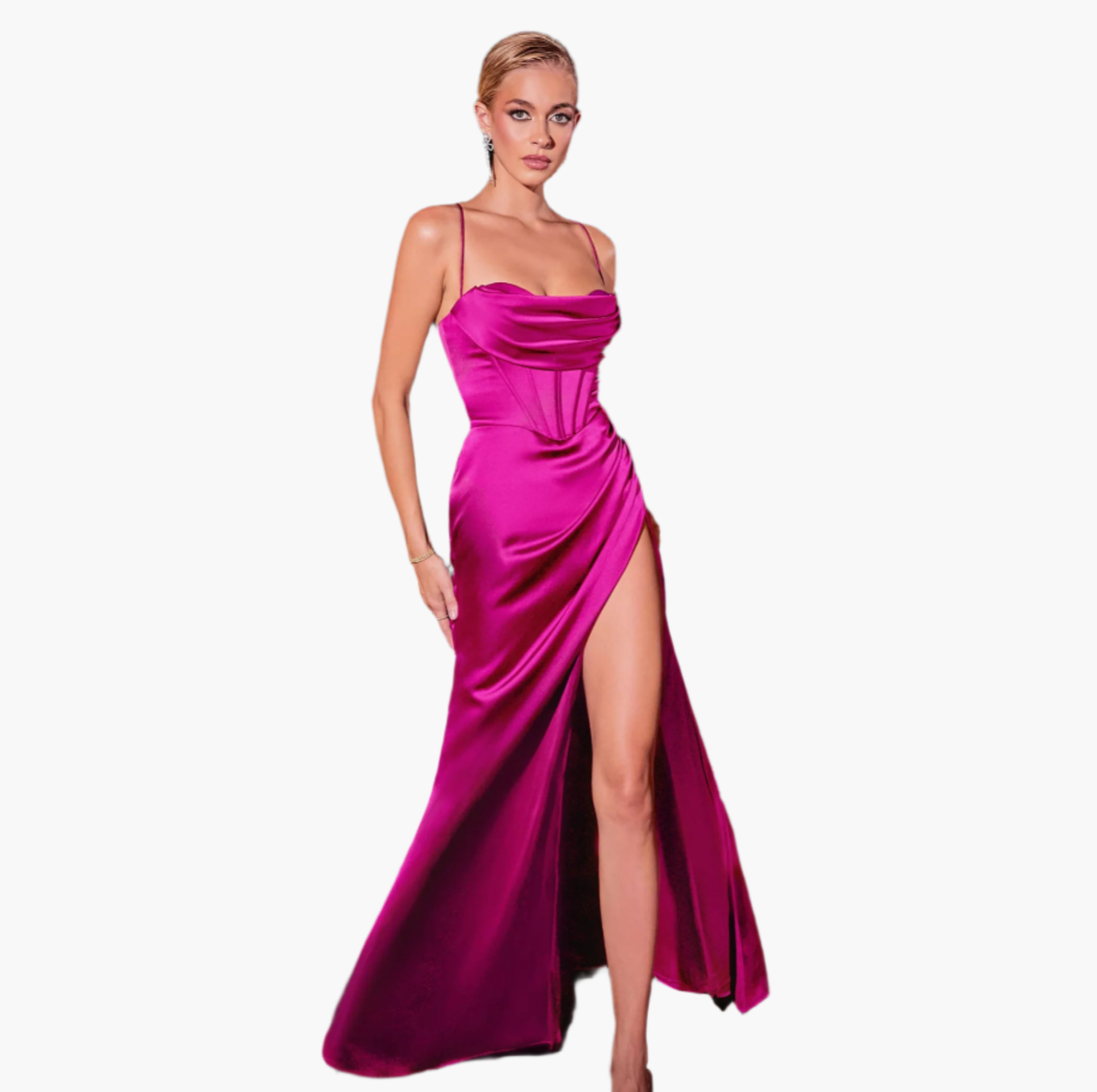 corset cowl neck maxi dress Cowl Neck Off-the-Shoulder Stretch Satin Fit and Flare Corset Maxi Dress