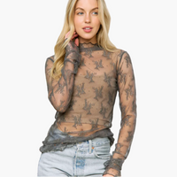 Mesh Lace High Neck Top
