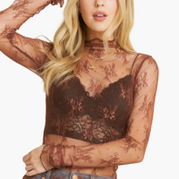 Mesh Lace High Neck Top