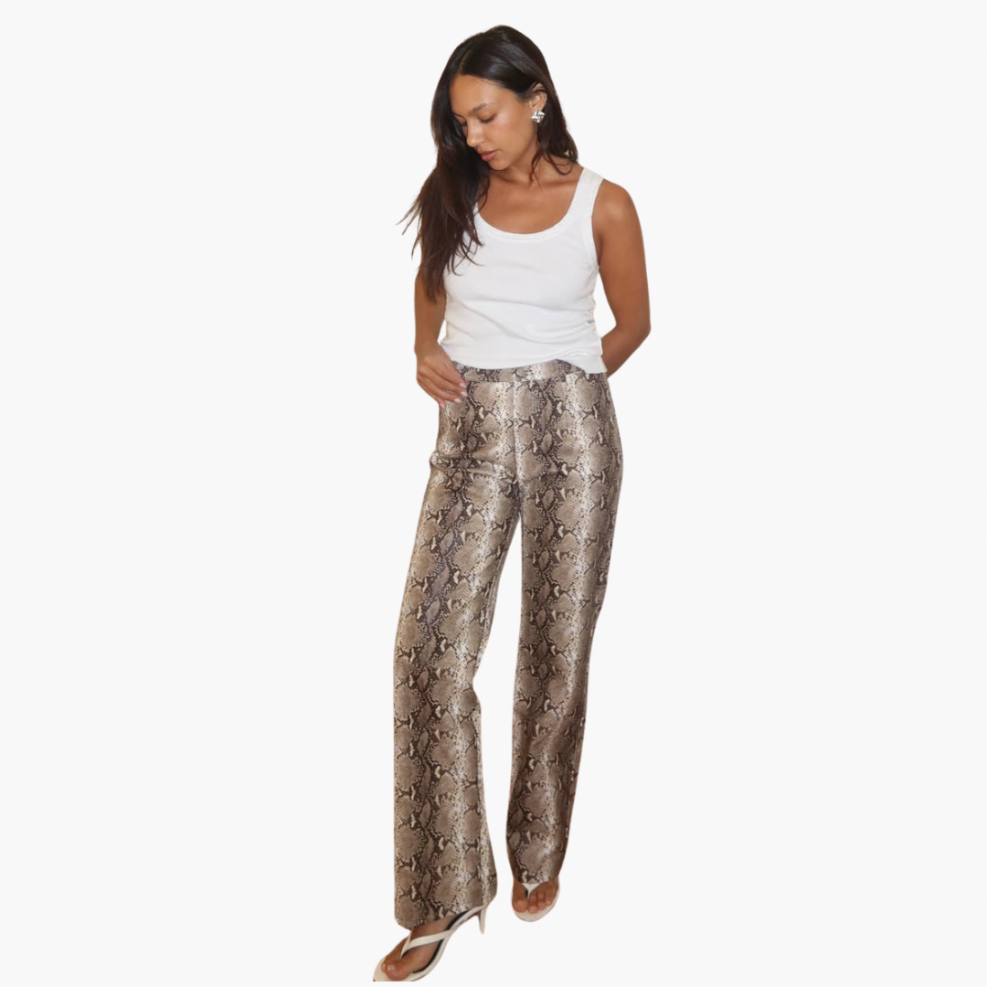 Faux Leather Snake Print Pants