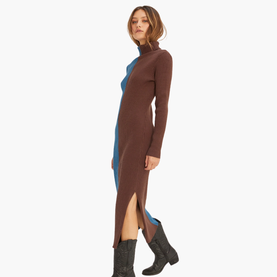 Jodie Color-Block Midi Sweater Dress