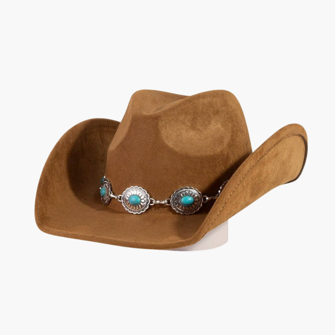 Turquoise Stud Concho Chain Cowboy Hat