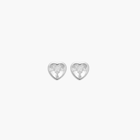 Silver Heart Cubic Zirconia Stud Earrings