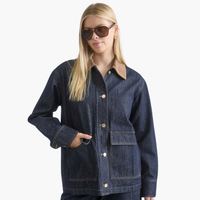 Corduroy Collar Pocket Detail Denim Jacket