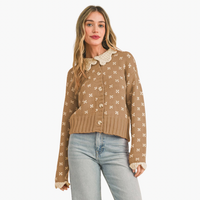 Taupe Doll Collar Sweater Cardigan