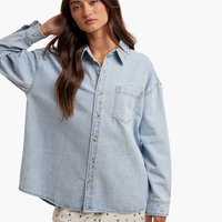 Light Denim Washed Button Up Shirt