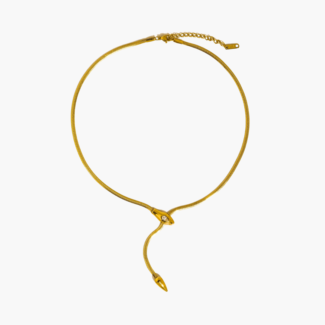 Gildora 18K Gold Non-Tarnish Serpent Y Lariat Necklace