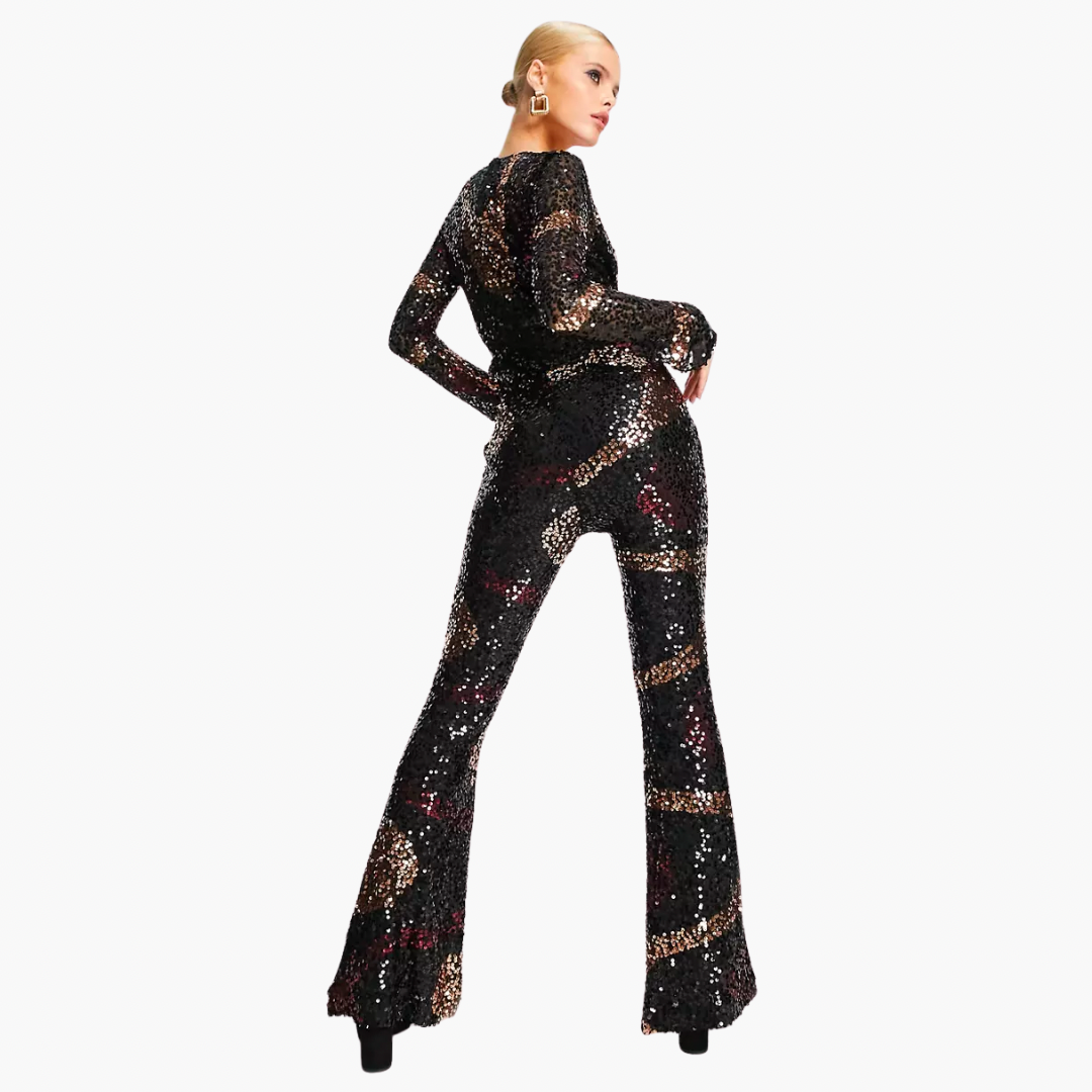 Vegas Kick Flare Sequin Jumpsuit