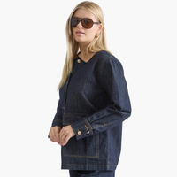 Corduroy Collar Pocket Detail Denim Jacket