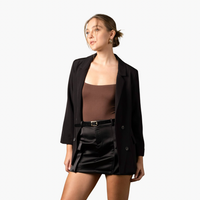 Black Solid Button Blazer