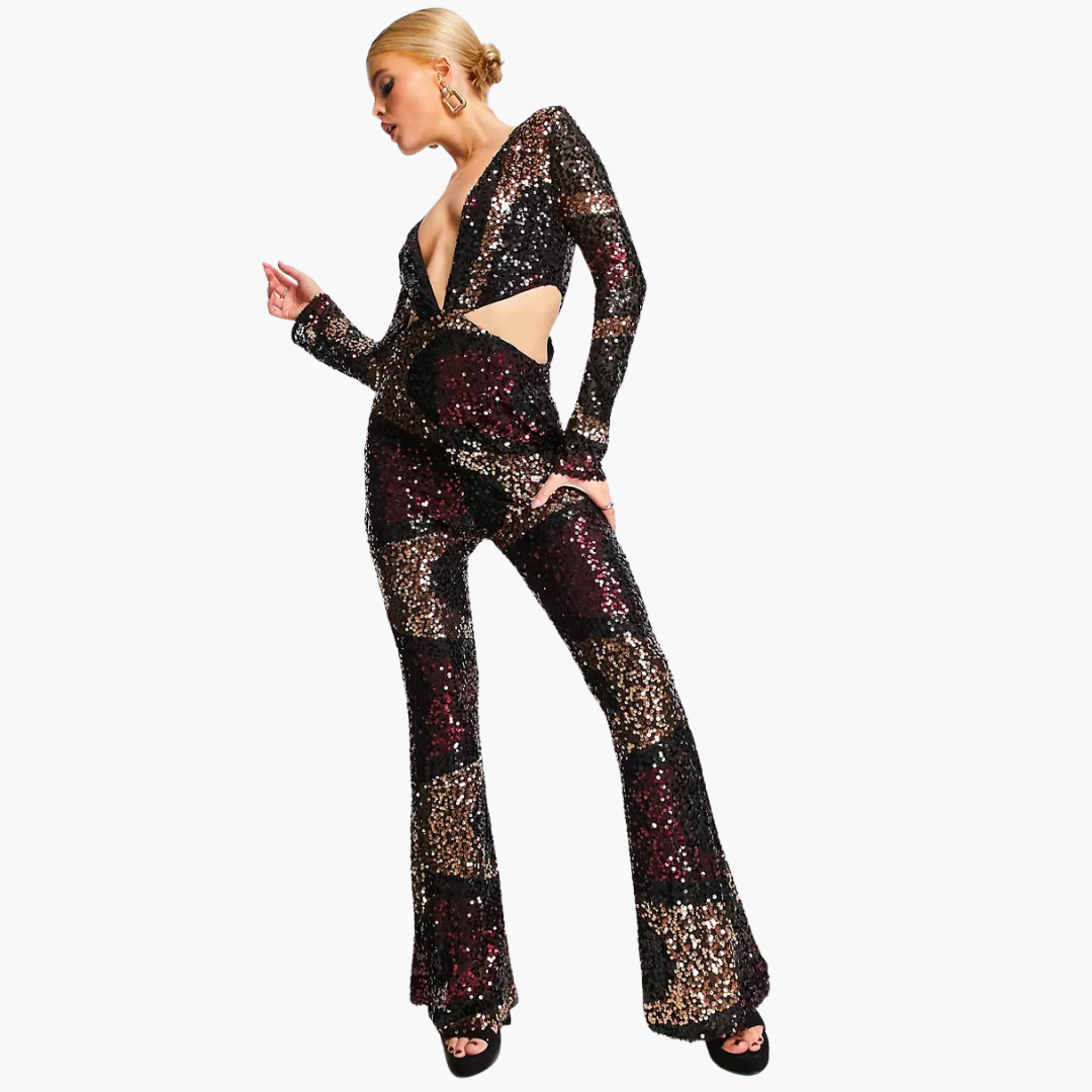 Vegas Kick Flare Sequin Jumpsuit
