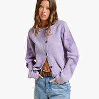 Lavender Star Sleeve Button Up Cardigan