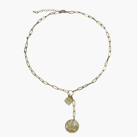 Paperclip Chain Drop Necklace with Multi Charms