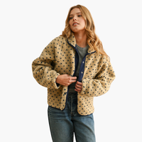 Beige Button Front Pattern Sherpa Jacket