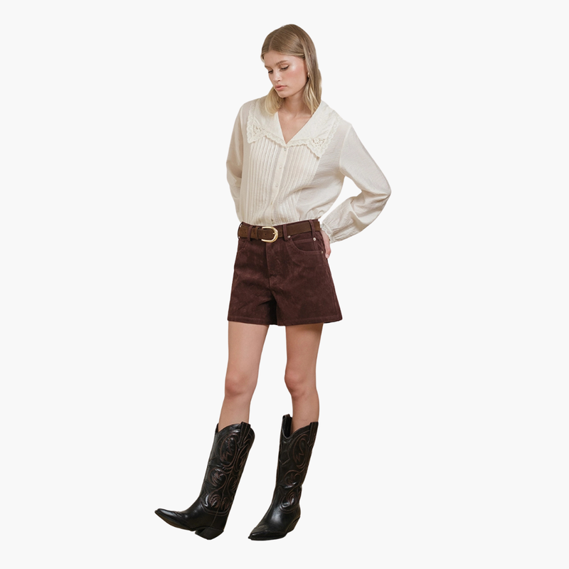 Rum Faux Suede High Rise Shorts