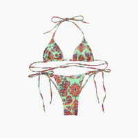 Two Piece Flower Print Bikini Swimsuit Set